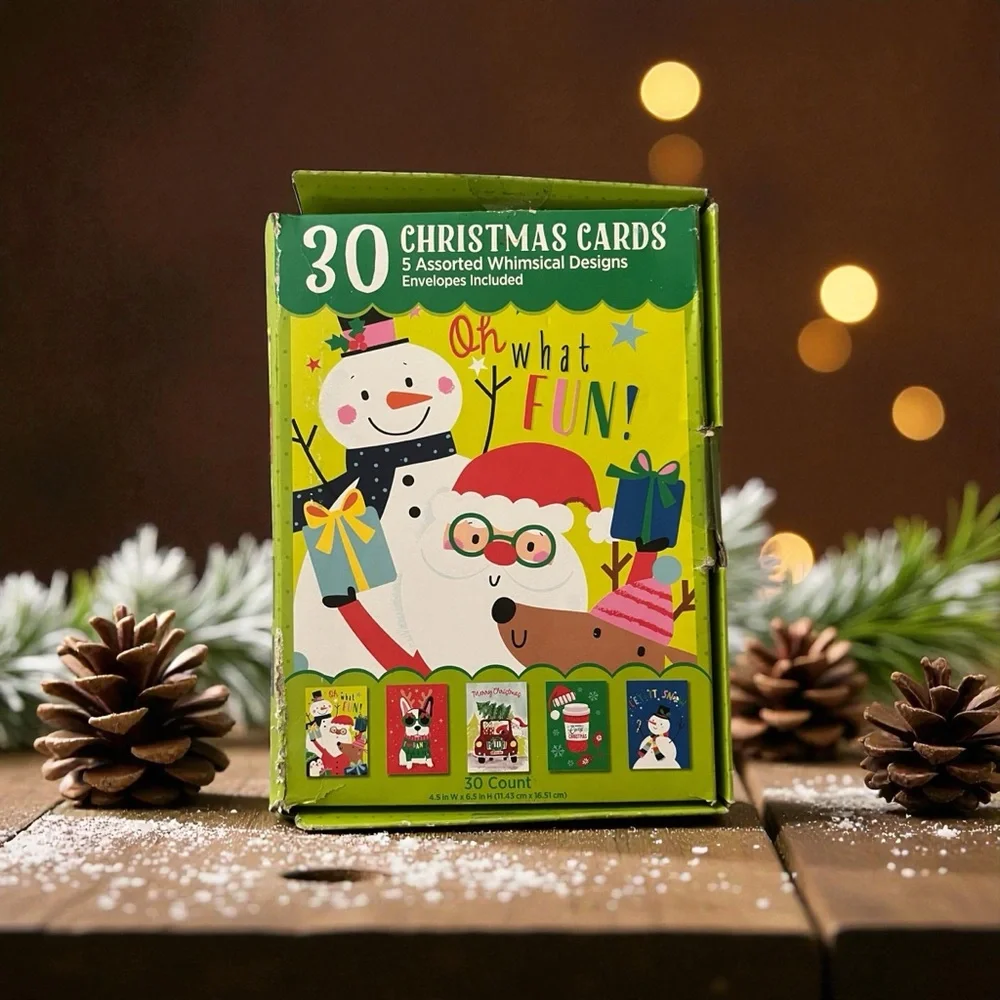Whimsical Christmas Card Set - 30 Count
